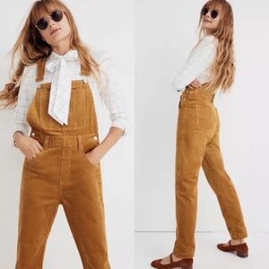 Madewell Wide-Wale Corduroy Overalls in Golden Brown XXS